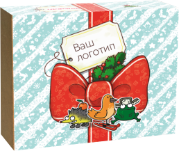 Новогодняя коробка с примером размещения логотипа.